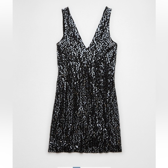 [AMERICAN EAGLE] NWT Sequin V-Neck Mini Slip Dress - Picture 3 of 9